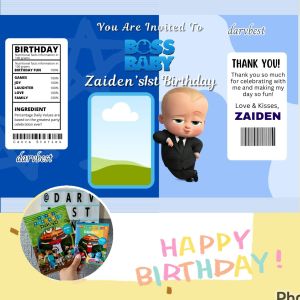Chip bag personalized customized kids birthday giveaway souvenir boys themed