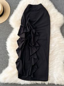 Phong Cách Công Chúa Nổi Dậy Của Pháp Cao Vòng Eo Chân Váy Midi Với Ren Viền Có Dây Thắt Lưng Thiết Kế Dành Cho Nữ Mùa Thu Mùa Đông Mùa Chân Váy Chữ A