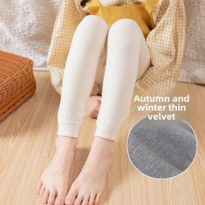 Girls Winter Mid-Thick Tights Spring Autumn Thin Fleece Practice Dance Special Children White Cotton Long Pants No Crotch