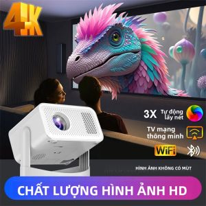 Máy Chiếu Di Động KaiAqua 4K 650ANSI HT23 Plus Độ Phân Giải Gốc 1080P Tự Động Lấy Nét Hiệu Chỉnh Hình Thang BT5.2 Android 11 WiFi 6 360 Độ °   Rạp Chiếu Phim Tại Gia