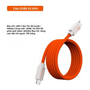 CABLETIME 240W Cáp USB4 Từ Tính 8K 60Hz USB-C Sang USB-C Cáp Truyền Dữ Liệu Tốc Độ Cao 40Gbps Nylon Type-C Cho Máy Tính Xách Tay MacBook iPad