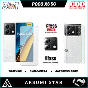 Promo Paket 3in1 Tempered Glass Ceramic Matte Anti Spy Xiaomi Poco X6 5G Anti Gores Pelindung Layar Ceramic Matte Anti Spy  + Skin Camera Lens + Garskin Carbon 3D