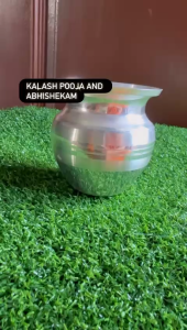 Traditional White silver Kalash Pooja Vessel Small Size Religious Worship Container