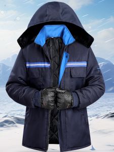 เสื้อแจ็คเก็ตขนแกะหนาสำหรับฤดูหนาว สำหรับผู้ชาย อบอุ่น ทนทาน หลายกระเป๋า แถบสะท้อนแสง งานบุคลากร งานน้ำหนัก ขนแกะ