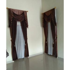 Poni horden saja atas pintu model gelombang rumbai manik manik tirai jendela dapur kamar