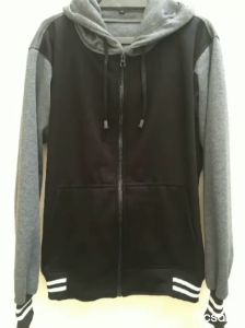Jaket Hoodie Polos Hitam Kombinasi Abu-abu Tua Lengan Panjang Pria Dan Wanita Ready Size S - XXXL