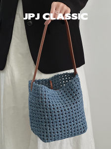 jpj | Handwoven Denim Bucket Bag Tote Single Shoulder Casual Style Commuter Leisure Underarm JPJClassic Korean Trend Soft Fabric