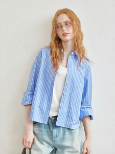 714street | Lightweight Casual Striped Long Sleeve Shirt