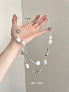 Baroque Pearl Necklace Womens Fashion Minimalist Style Layered Pendant Alloy Clavicle Chain Jewelry Classic Style Online Exclusive