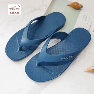 Mens Summer Rubber Sandals Casual Wear-Resistant Beach Thong Slippers Outdoor Leisure Footwear Flat Heel Solid Color