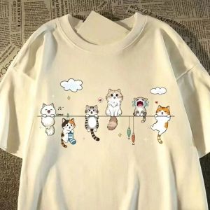 PAZHAOLANG | Plus Size Cat Print Short Sleeve T-Shirt