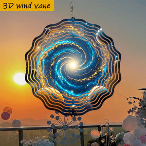 Galaxy Wind Spinner - 10" 3D Metal Windmill Decor 360° Rotating Wall Hooks for Indoor Outdoor Garden Wedding Christmas Party M