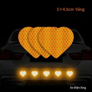 bộ 10 miếng dán trái tim trang trí phản quang cảnh báo ban đêm cho oto xe máy xe đạp phụ kiện phụ tùng xe
