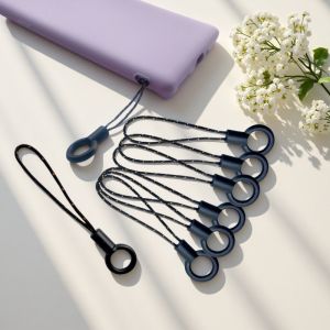 10/14pcs Black Small Rope Head Cell Phone Camera Plastic Small Lanyard Keychain Small Pendant DIY Short Rope