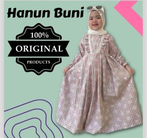 Baju Muslim Anak Perempuan Hanun Buni Untuk Usia 1-12 thn Pakaian Gamis Anak Bahan Katun