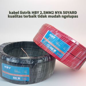 KABEL LISTRIK TEMBAGA  H-B-Y  Kabel NYA 2.5mm2 100 YARD kawat tunggal tembaga untuk  istlasi listrik perumahan kualitas terbaik kulitnya tidak mudah ngelupas