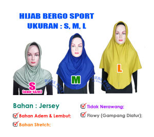 Hijab Bergo Sport Oval Jilbab Sport Pet Menutup Dada Kerudung Sekolah Olahraga Bahan Jersey
