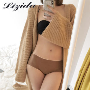 Lizida Morandi กางเกงในสำหรับผู้หญิงเอวสูงปานกลางเอวระดับกลางผ้าฝ้ายบริสุทธิ์ยกกระชับสะโพกสวมใส่สบายกางเกงในผ้าไหมน้ำแข็งไร้รอย