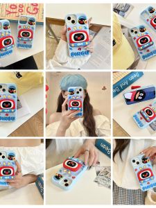 Cute Cartoon Penguin Stand Phone Case Creative 3D Anti-Fall Protection Cover for 15ProMax 14ProMax 16ProMax Fashionable Silicone Shell