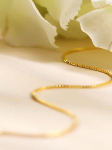 Todays special Pure 18k Saudi gold pawnable necklace womens Lock Bone Of Box Chain Necklace 45cm Girlfriend birthday giftrthday gift buy 1 take 1 earring