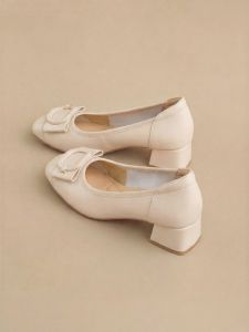 Josiny | Chic Elegant Thick Heeled Square Toe Womens Shoes High Heels