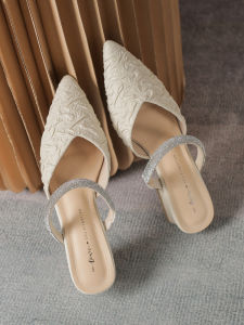 Elegant Diamond Embellished Womens Sandals Fairy Tale Pointed Toe Low Cut Fashionable Slip-On Shoes for Daily Wear