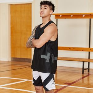 American Sports Basketball Vest Mens Grass Brand Jersey Shooting Training Wear Black Mesh Quick-Drying Fitness Waistcoat Top
