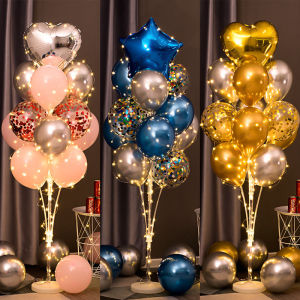 [SG READY STOCK]150cm Balloon Stand with balloons and fairty lights Luminous Floating Column Balloon Birthday Decoration Scene Layout Shop Opening Wedding Party Road Lead Bracket