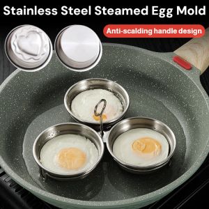 Stainless Steel Steamed Egg Mold Egg Steamer Perfect Circle Round Fried/Poach Mould Handle Non Stick