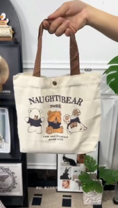 BUY 3 TAKE 3 Cute Mini Canvas Lunch Bag Small Tote Handbag Reusable Food Tote for School & Office