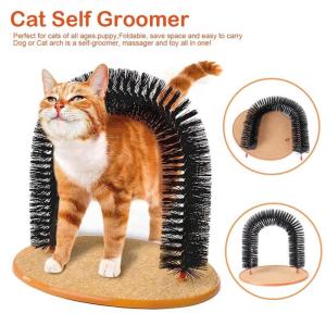 Cat Arch Self Groomer Massager Device Pet Kitten Scratcher Toys Fur Grooming Cat Brush Shedding With Scratch Pad