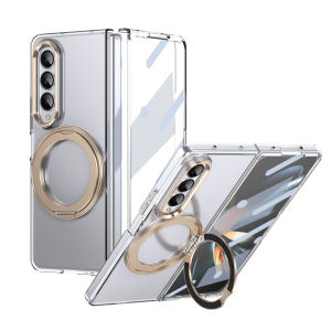 VIETAO Transparent Clear Magnetic Phone Case for Galaxy Z Fold 8 Ultra 7/6/5/4 with Rotatable Kickstand Front Screen Protector