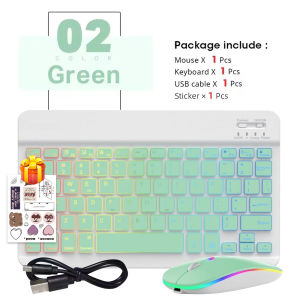 Wireless Bluetooth Keyboard Mouse Set 7-Color Backlight Multi-language Portable Rechargeable Keyboard for iPad Android Windows