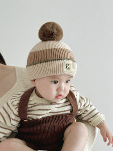Warm Knitted Woolen Hat for Infants And Toddlers Boys And Girls Autumn Winter Fashionable Cute round Top Thickened Windproof Cap