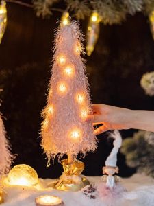 Glowing Christmas Tree Light Decorations Pink Girl Atmosphere Scene Arrangement Christmas Decorations Desktop Display