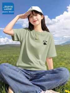 Jeanswest | Áo Thun Nữ Cotton Tay Ngắn Dáng Rộng Cổ Vuông Tôn Dáng Mới Hè