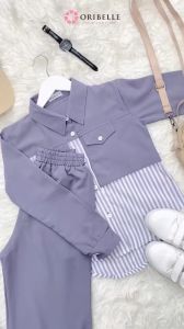 Zurie Set Kids Setelan Anak Peremuan Bahan Crinkle Mix Katun Salur Import Modern Murah Viral 2023