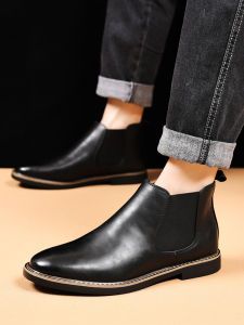 Men Chelsea Boots Retro Genuine Leather Shoes High-Top Business Suit Mens Leather Boots New Arrival British Business Boots