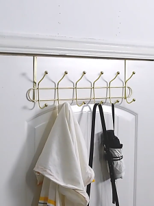 Stainless Steel Door Back Hook 12/14 Hooks Hanger with Double-Layer Hooks Door Hanging Clothes
