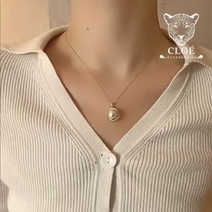 Dây chuyền nữ titan đính đá vòng cổ nữ ngọc trai nhân tạo sang chảnh phụ kiện trang sức Cloe Accessories 3356