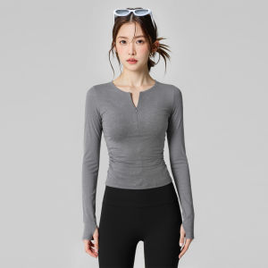 aziztas | Semi-Zip Slim Fit Workout Top