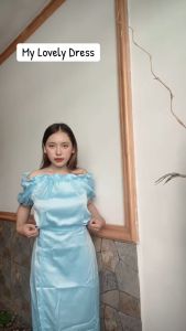 Long Dress Korean Style Dress Satin Liona Long Sateen Mewah Premium Polos Terbaru DRS B008 Murah