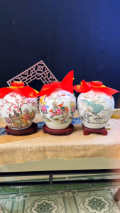 Bình Gốm Sứ Đựng rượυ Họa Tiết Chim Sắc Nét Sang Trọng Thể Tích 2500ml Tặng Khăn Chất Liệu Gốm Sứ An Toàn Sức Khỏe