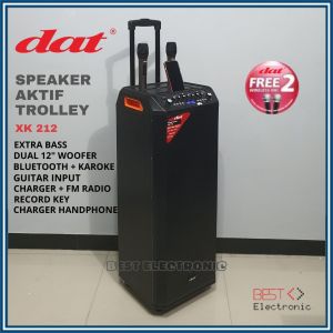 SPEAKER AKTIF PORTABLE 12 INCH DAT XK 212 XK212 XK-212 BLUETOOTH SPEAKER TROLLEY EXTRA BASS