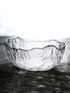 Large Size Creative Japanese Style Glass Bowl Salad Bowl Soup Bowl Dessert Bowl Fruit Vegetable Plate Tea Wash Irregular Shape