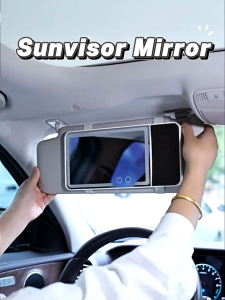 MIRRORKU Makeup Sun Visor Car Mirror Makeup LED Touch Screen 3 light Makeup Mirror