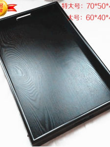 Large Rectangular Wooden Plate for Roast Lamb Black Solid Wood Hotel Spa Plate European Style Flat Dish Handmade Chinese Origin