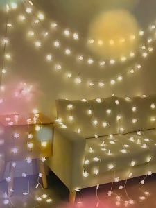 Solar Energy String Lights Snowflake Shape Vibes Christmas Decoration RGB Warm Color Applicable Outdoor Camping Bedroom Kitchen Garden Christmas  Party