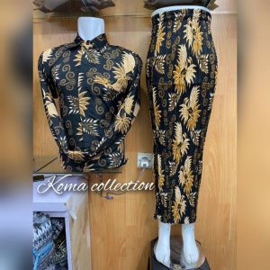 Batik Couple Kemeja dan Rok Plisket Cm Ungu Couple Kemeja Kondangan Rok Plisket Set Couple Pasangan