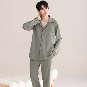 Bộ đồ ngủ MiiOW cho nam làm bằng cotton nguyên chất tay dài quần dài